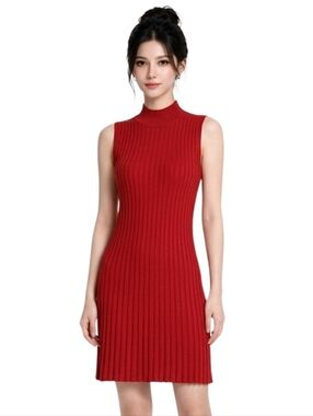 Candie's Red Ribbed Sleeves Sweater Dress Size XL